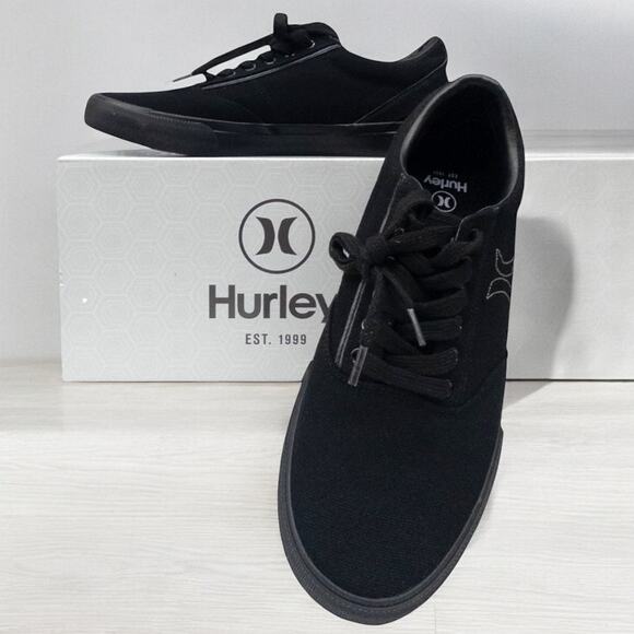 Hurley ARLO LACE Canvas Lace Up Sneakers Shoes Black  Men's size 8 - Picture 1 of 7